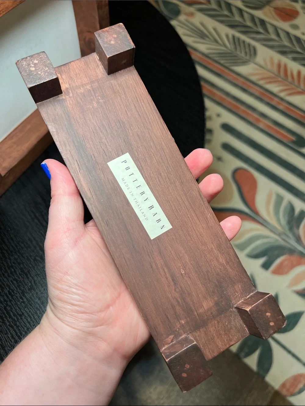 Pottery Barn Brown Wooden Pedestal Picture Frame